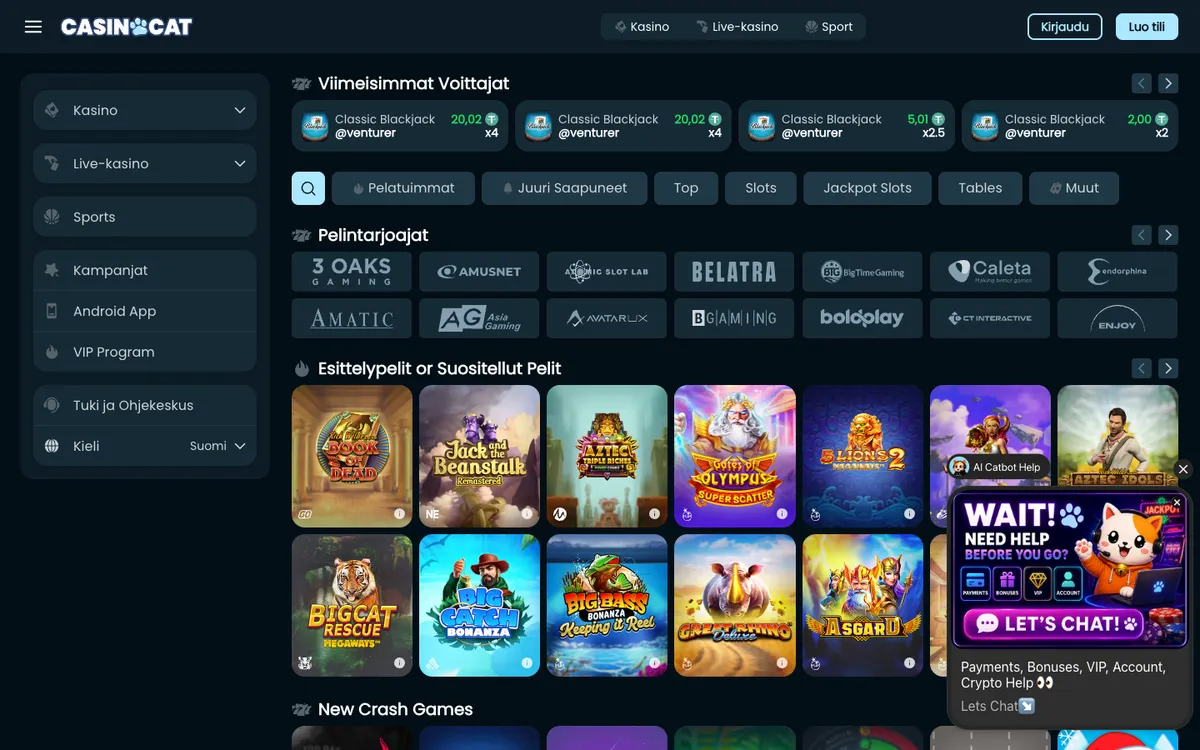 CasinoCat — «Главная», снято из страны Финляндия