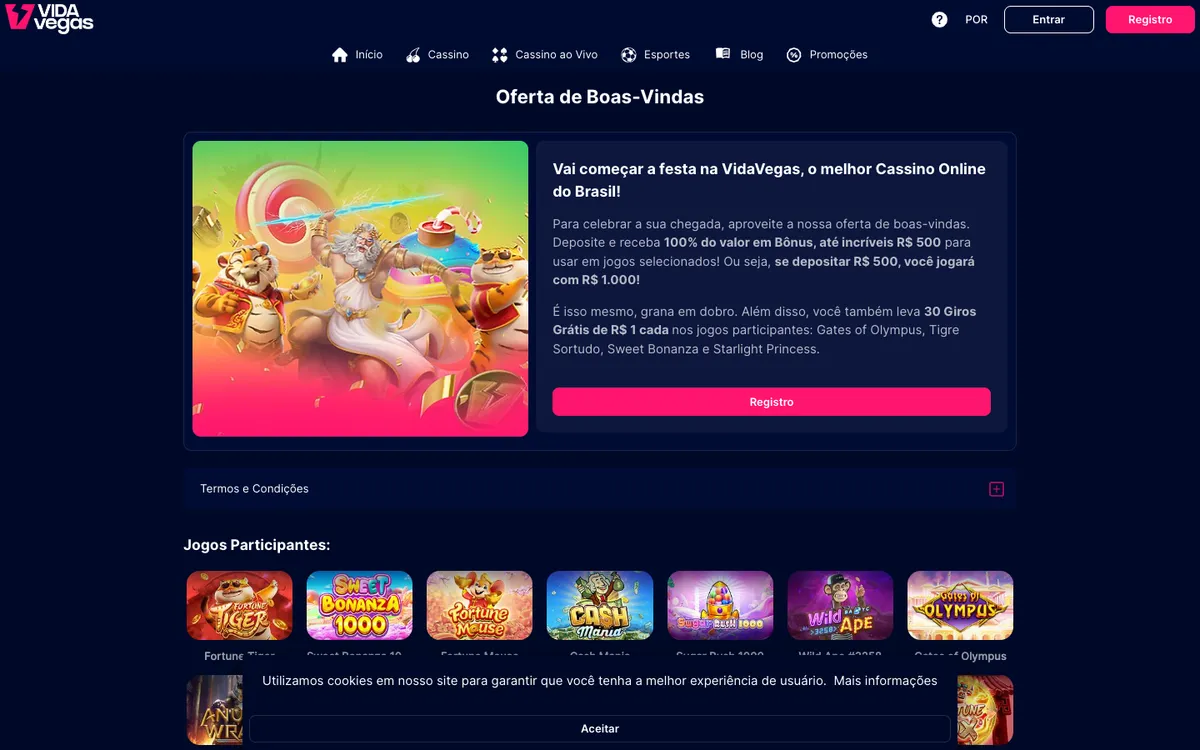 VidaVegas Casino — «Акции», снято из страны Португалия