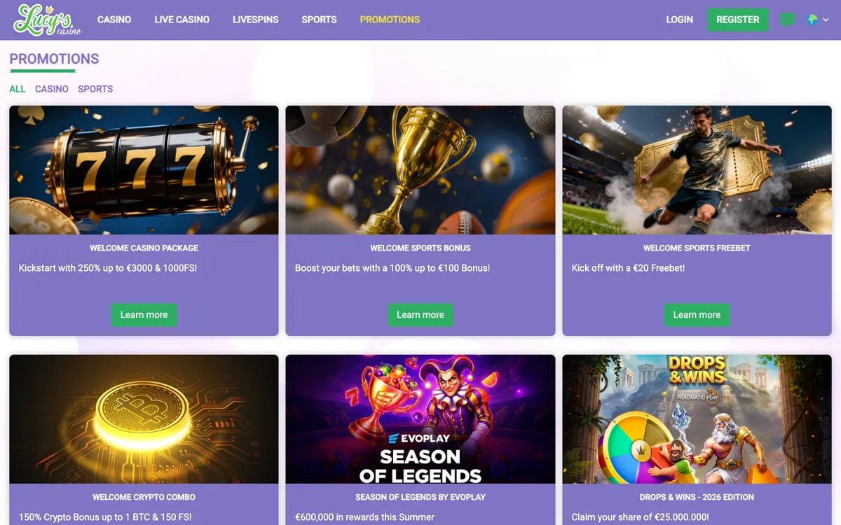Lucy's Casino — «Акции», снято из страны Германия