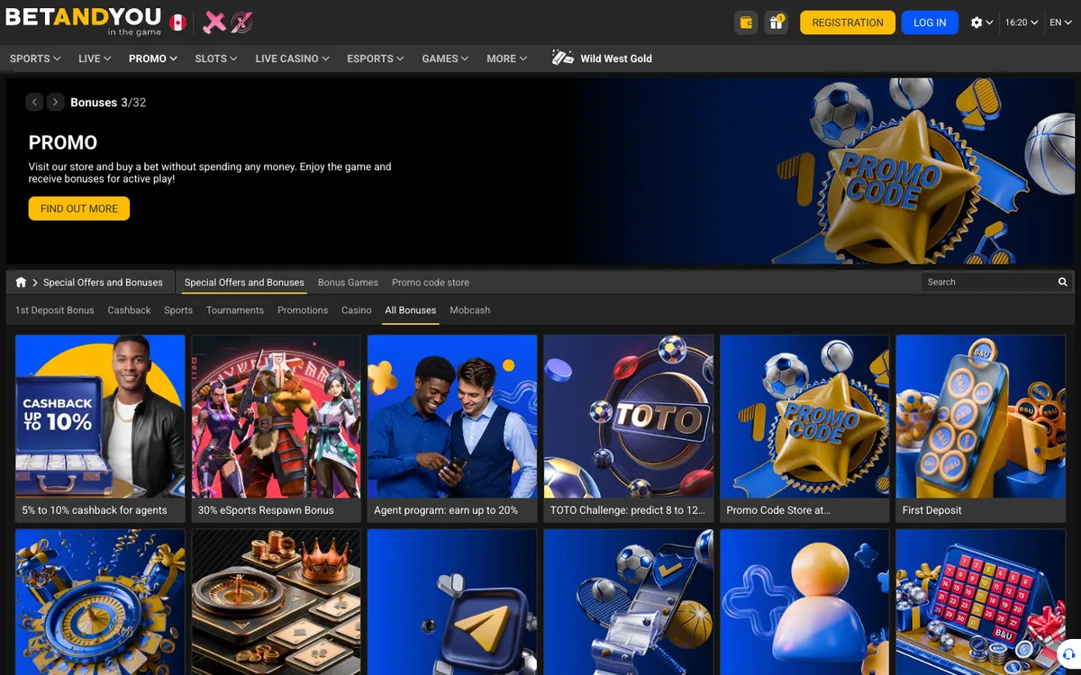 Betandyou Casino — Promotions, captured from Canada