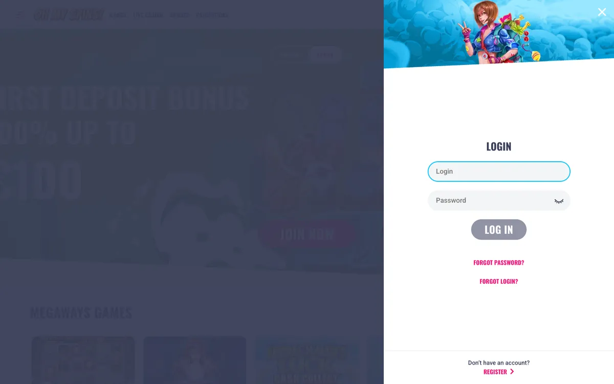 OhMySpins Casino — Sign-up, captured from New Zealand
