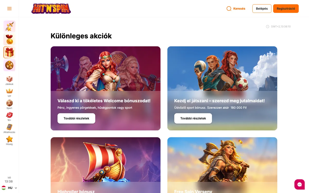 HitNSpin Casino — Promotions, captured from Hungary