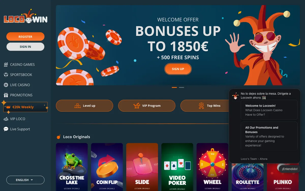 Locowin Casino — «Главная», снято из страны Испания