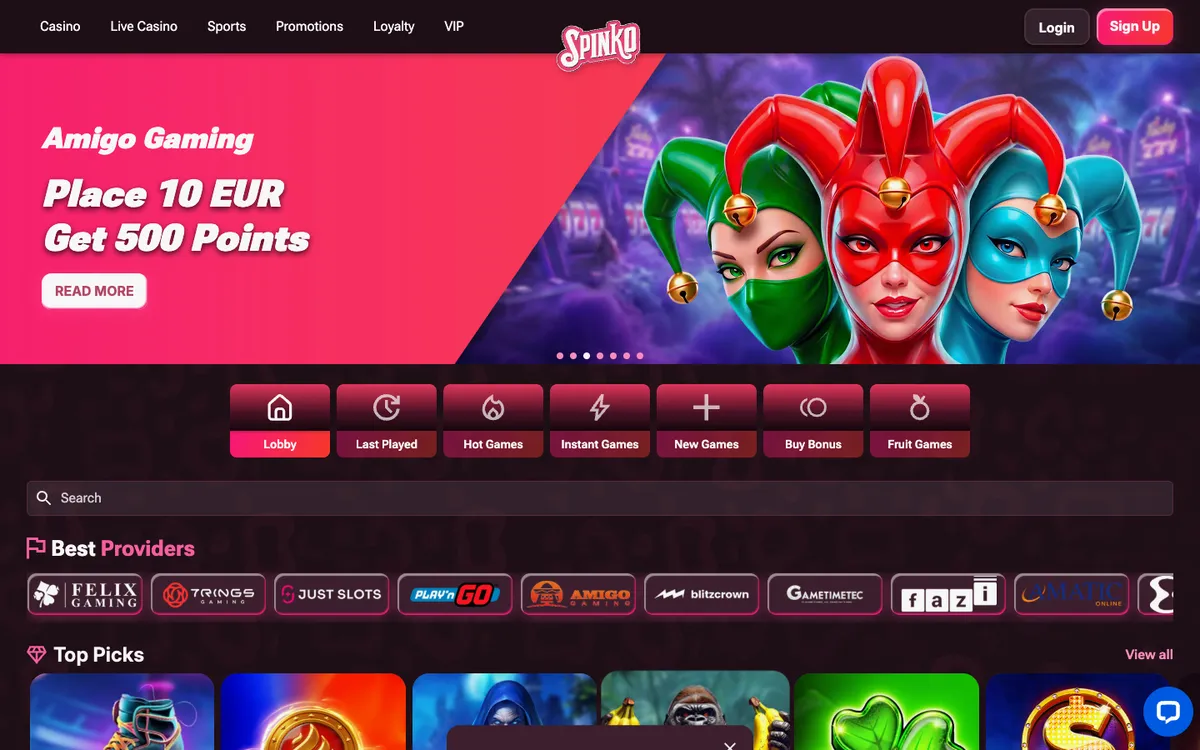 SpinkoCasino — Sign-up, captured from Belgium