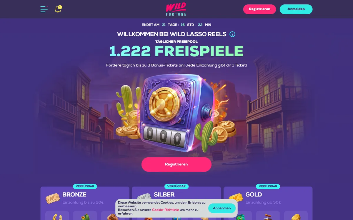 Wildfortune.io Casino – «Акции», снято из страны Австрия