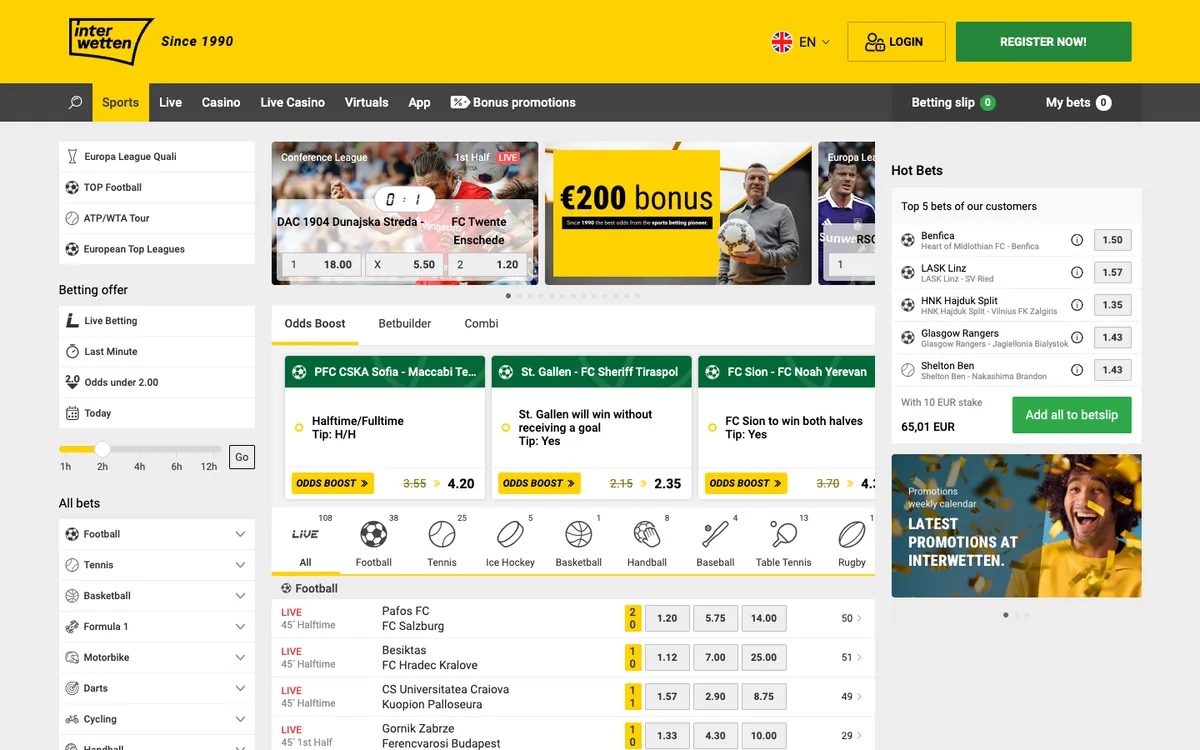 Interwetten Casino — Home page, captured from Croatia