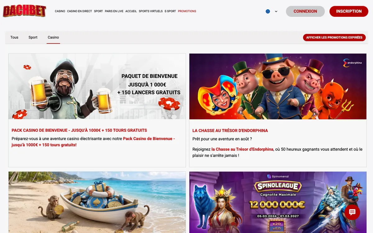 Dachbet Casino — Promotions, captured from Belgium