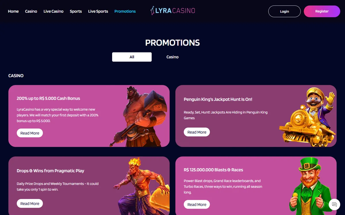 LyraCasino — Promotions, captured from Canada