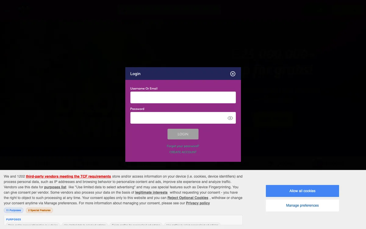 PlayOJO Casino — Sign-up, captured from Switzerland