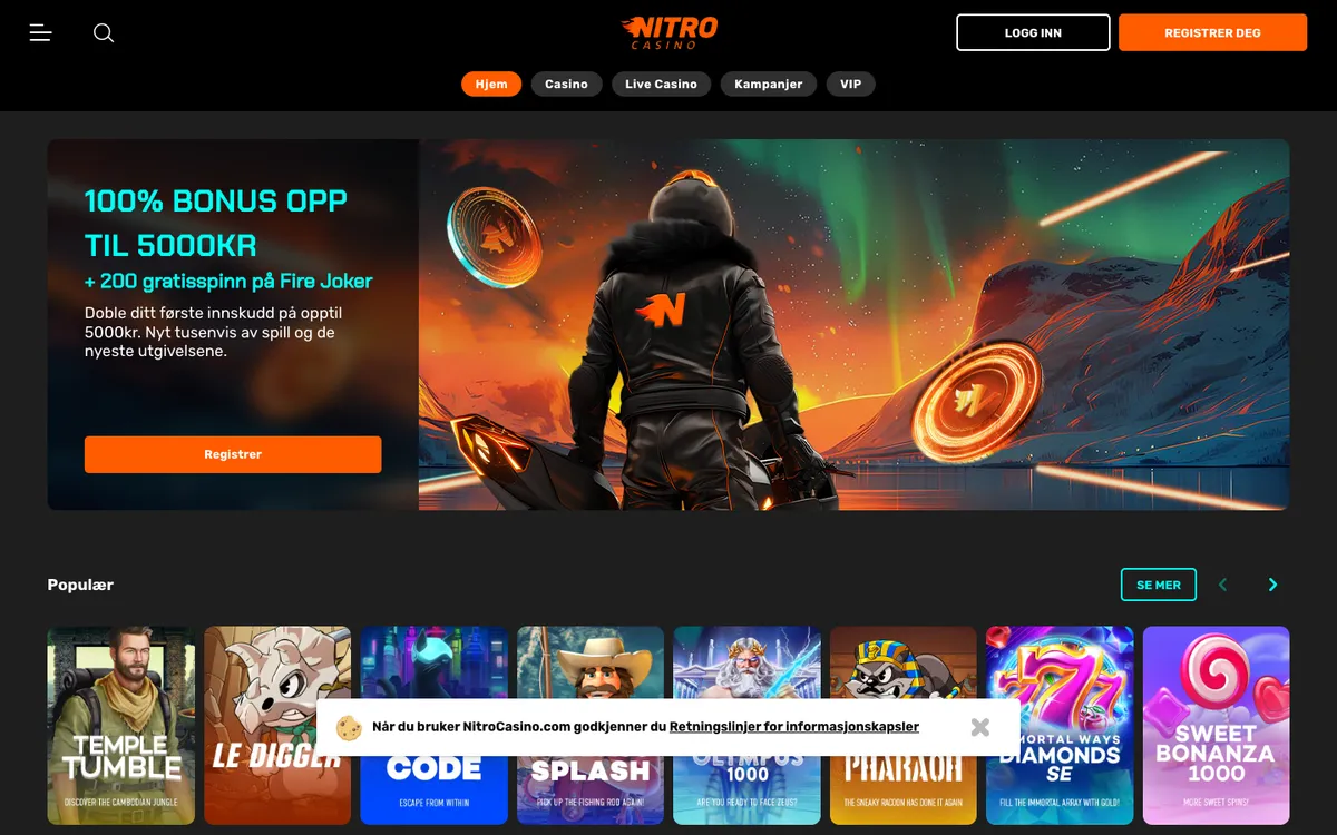 Nitro Casino — «Главная», снято из страны Норвегия