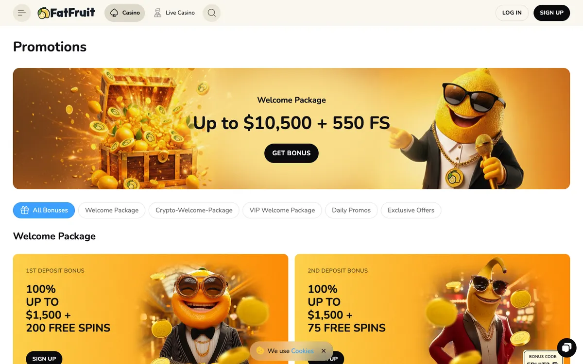 FatFruit Casino — «Акции», снято из страны Австралия
