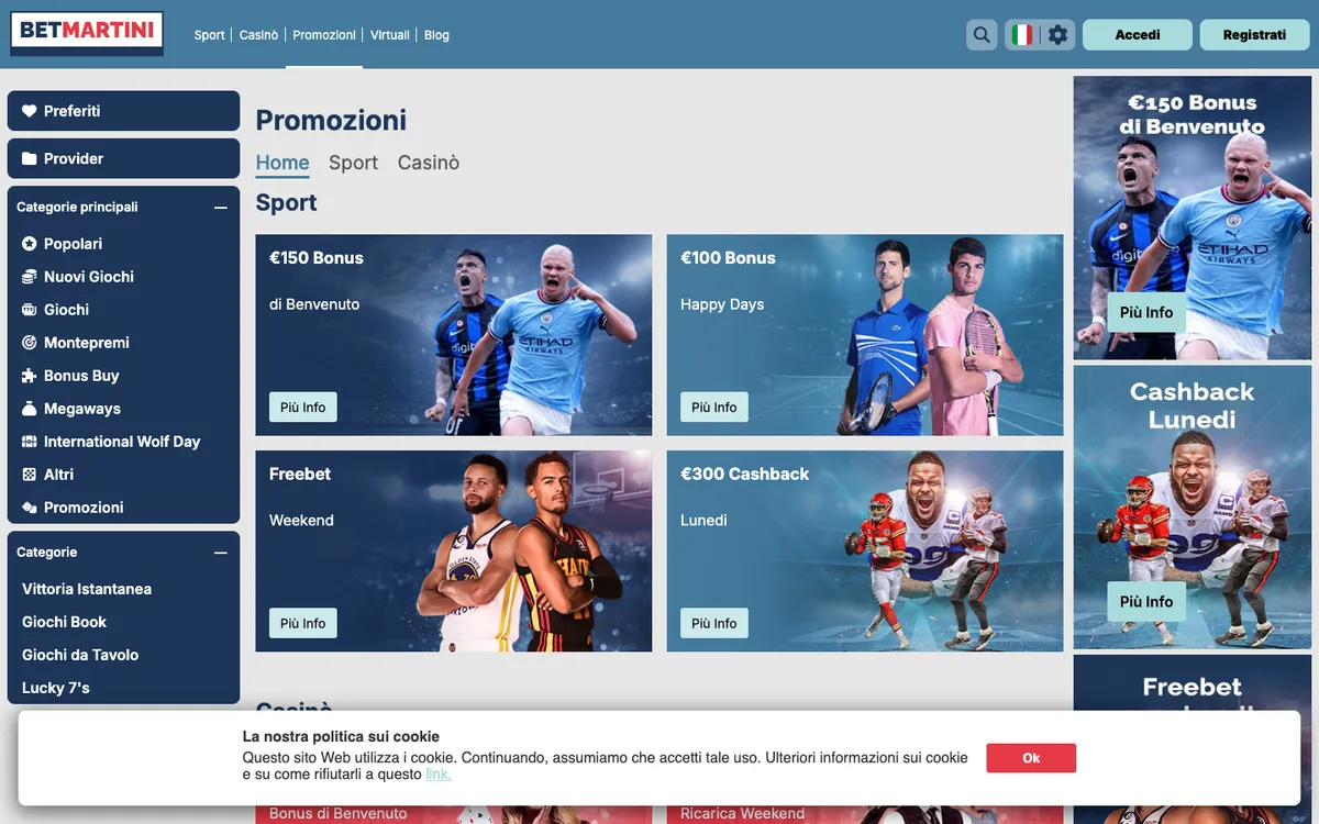 Betmartini Casino — Promotions, captured from Sweden