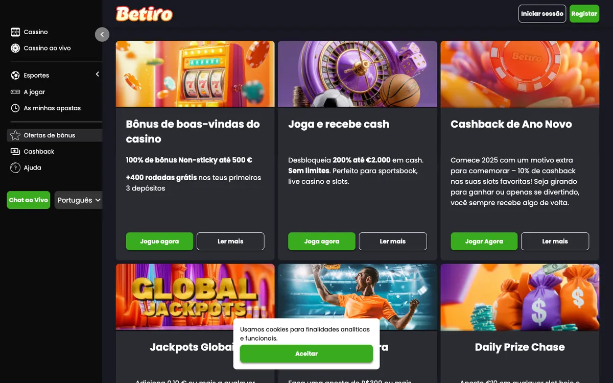 Betiro Casino — Promotions, captured from Brazil