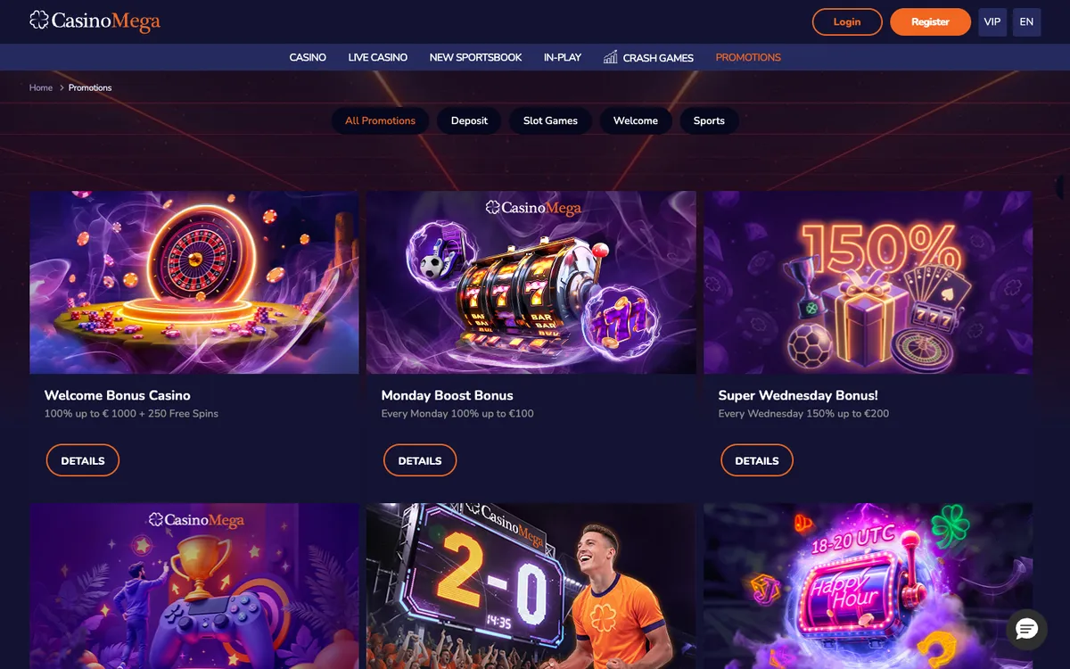 CasinoMega — Promotions, captured from Austria