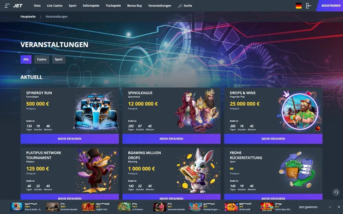 Jet Casino — Promotions, captured from Germany