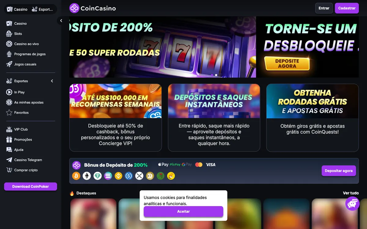 CoinCasino — «Главная», снято из страны Бразилия