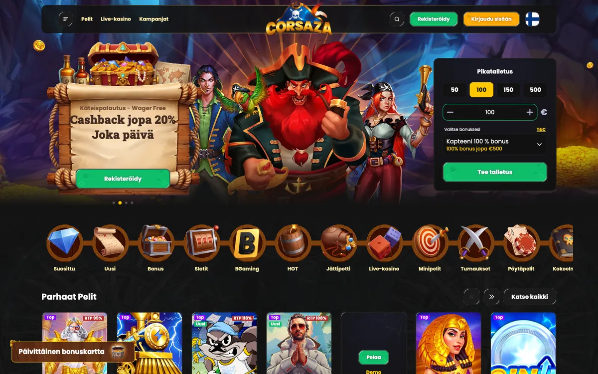 Corsaza Casino — «Главная», снято из страны Финляндия