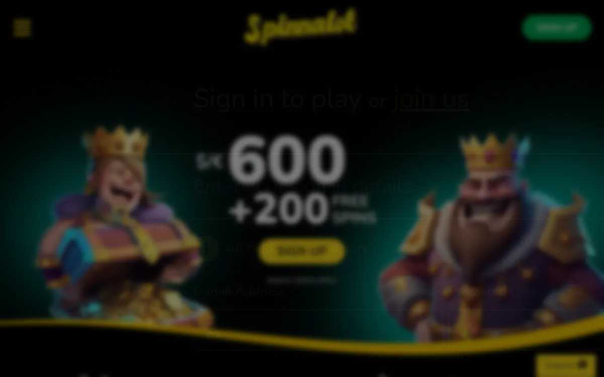 Spinnalot Casino — «Регистрация», снято из страны Канада