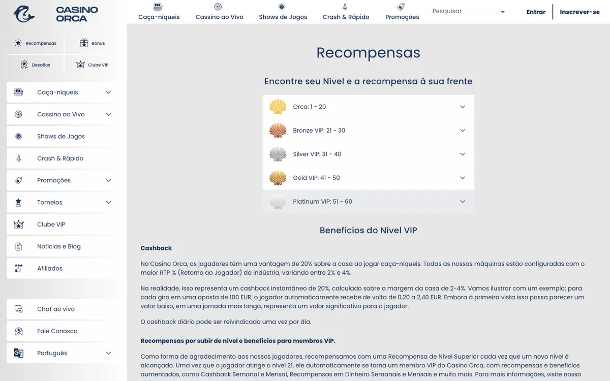 Casino Orca — Promotions, captured from Portugal