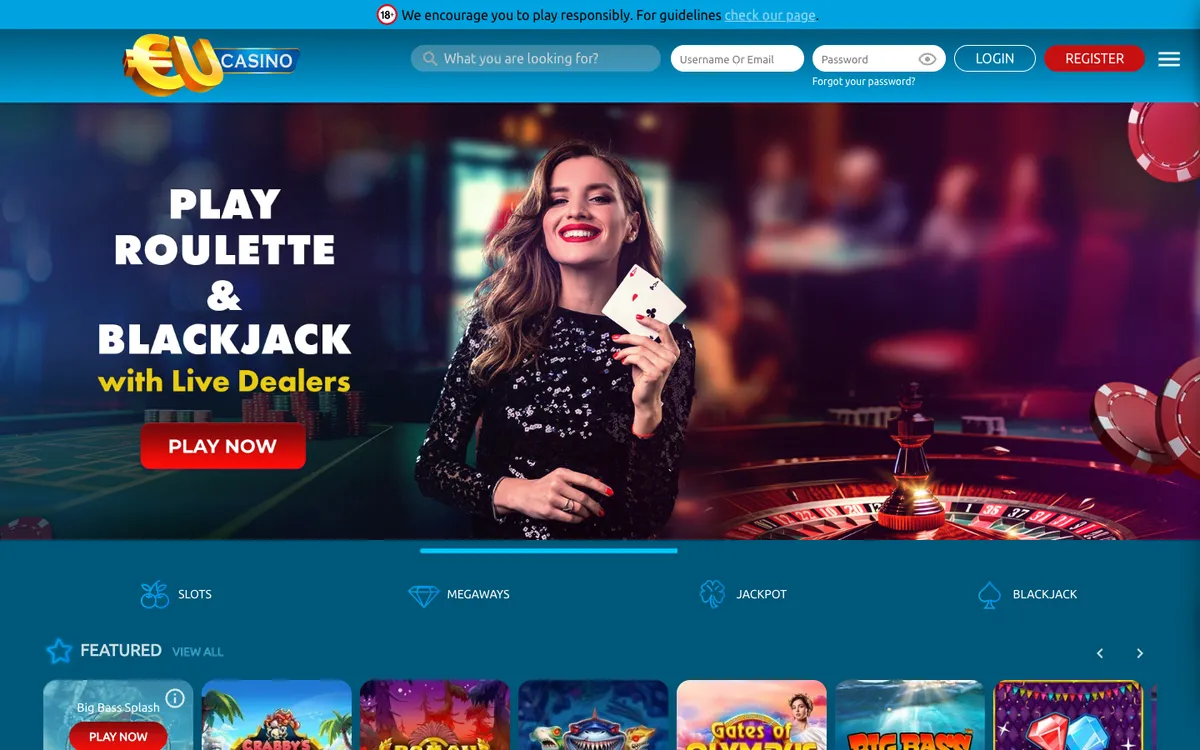 EUcasino — Home page, captured from Canada