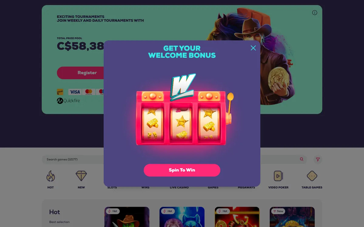 Wildfortune Casino — «Главная», снято из страны Канада