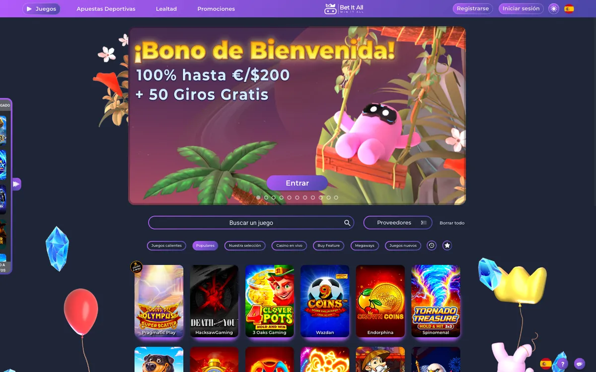 Bet It All Casino — «Главная», снято из страны Испания