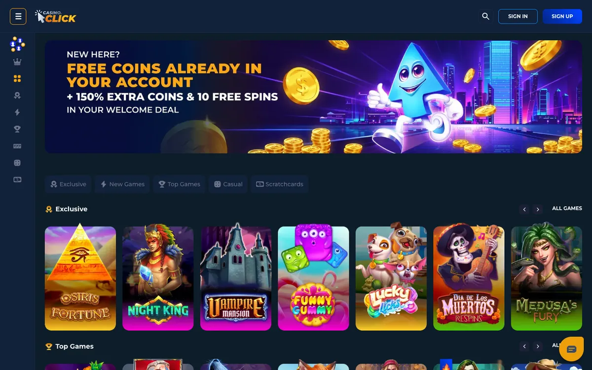 Casino Click — Home page, captured from United States