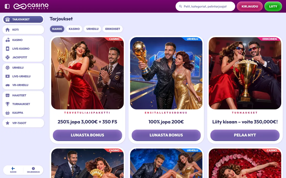 Casino Infinity — «Акции», снято из страны Финляндия