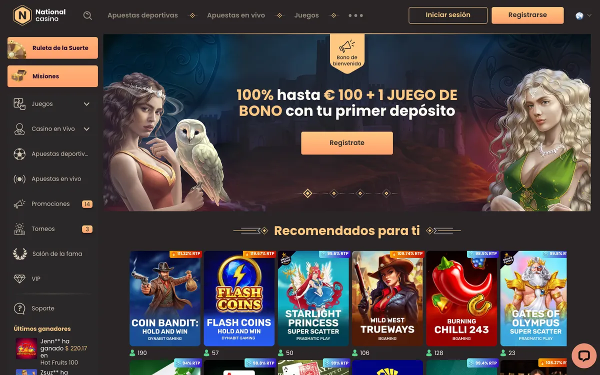 National Casino — Home page, captured from Mexico