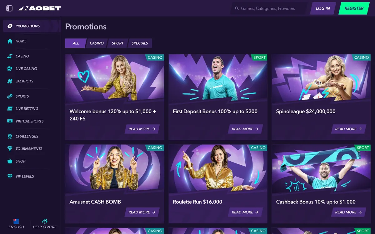 NaoBet Casino — «Акции», снято из страны Новая Зеландия