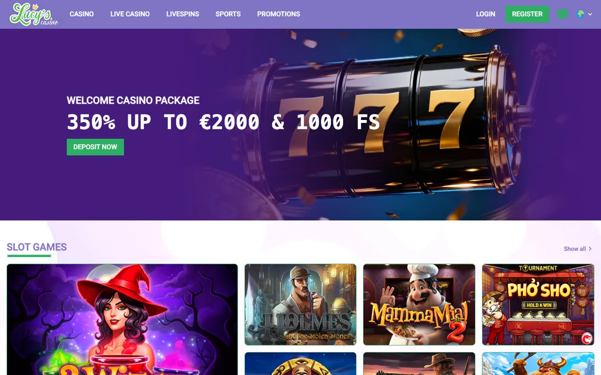 Lucy's Casino — Home page, captured from Portugal