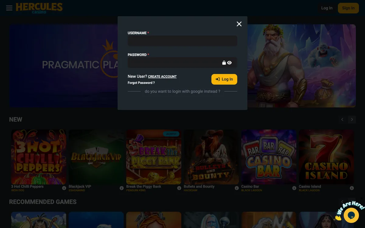 Hercules Casino — «Регистрация», снято из страны Бельгия