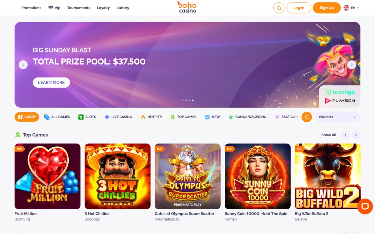 Boho Casino — «Главная», снято из страны Канада