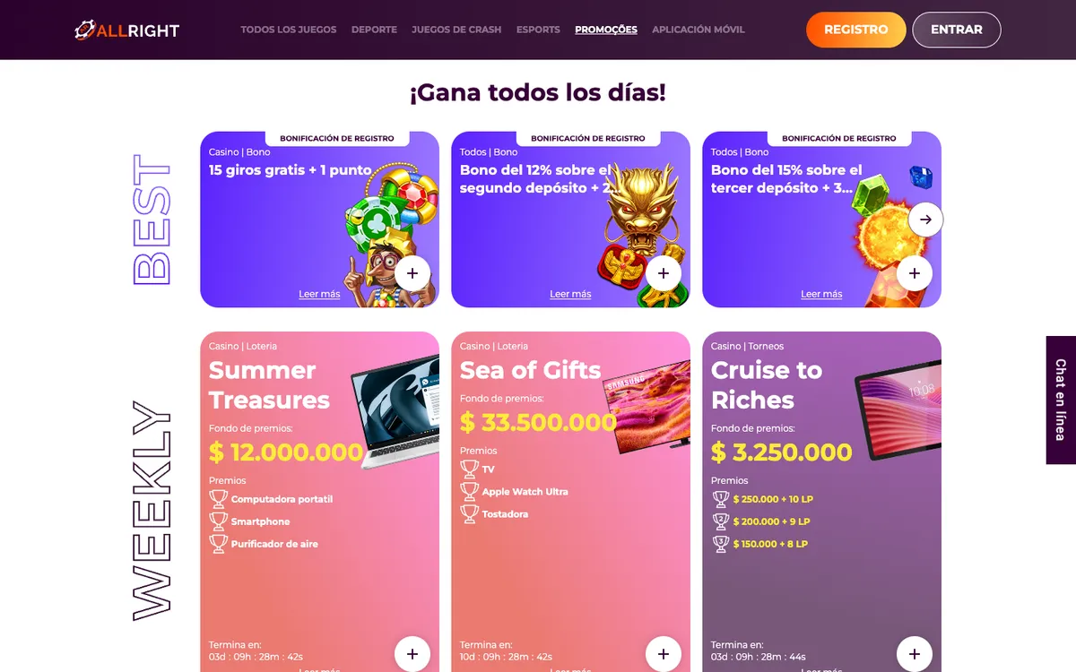 All Right Casino — «Акции», снято из страны Аргентина