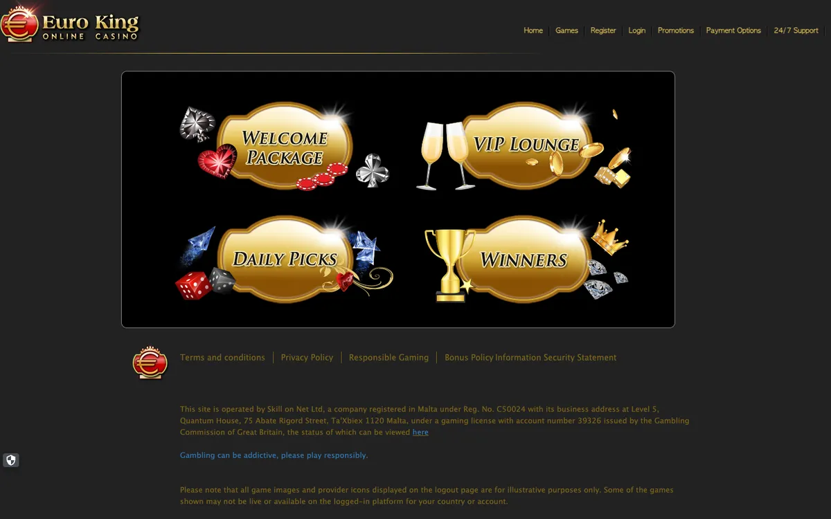 EuroKing Casino — Promotions, captured from United Kingdom