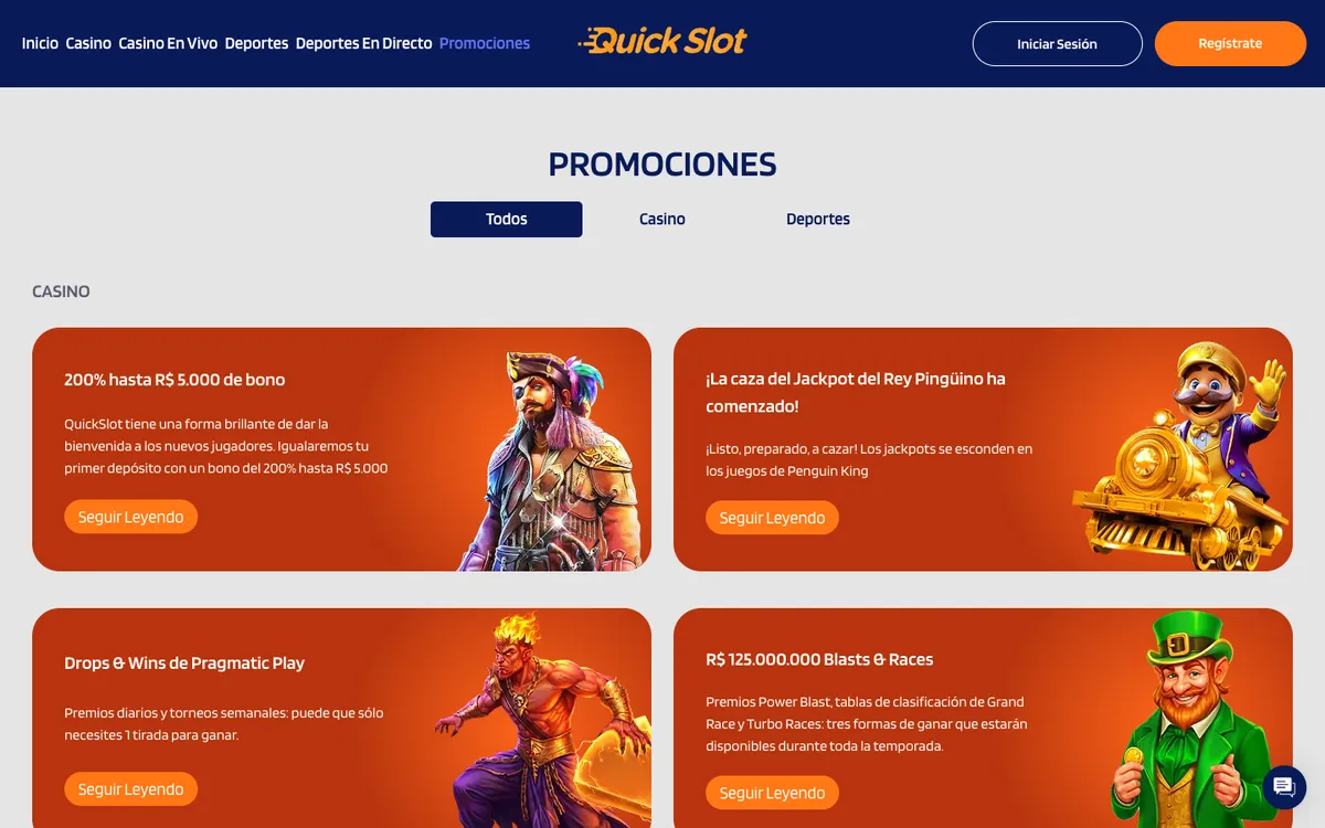 QuickSlot Casino — Promotions, captured from Spain