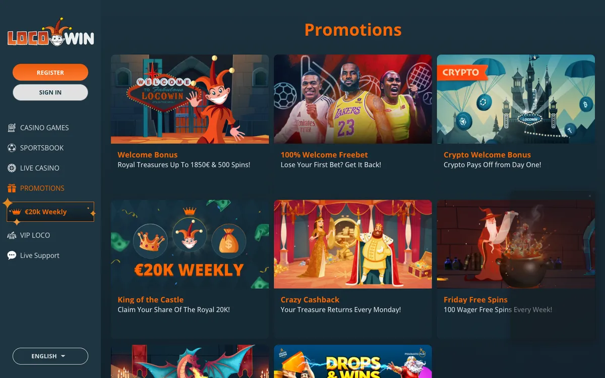 Locowin Casino — «Акции», снято из страны Бельгия