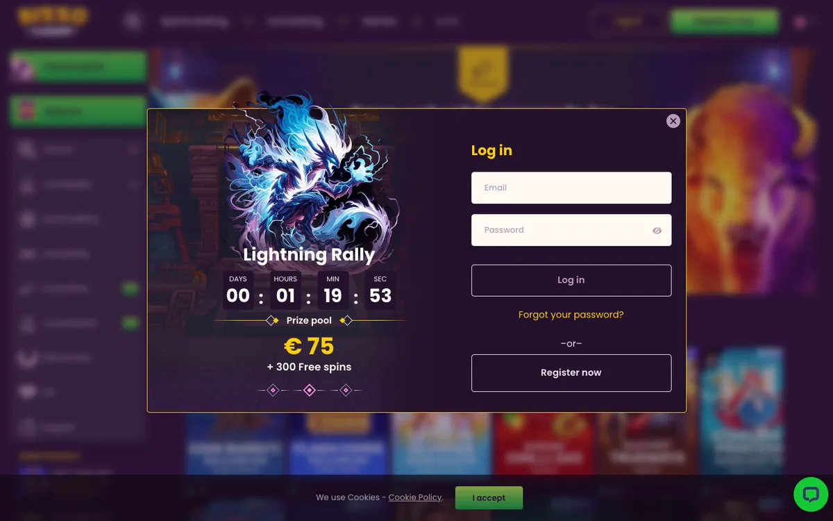 Bizzo Casino — «Регистрация», снято из страны Индонезия