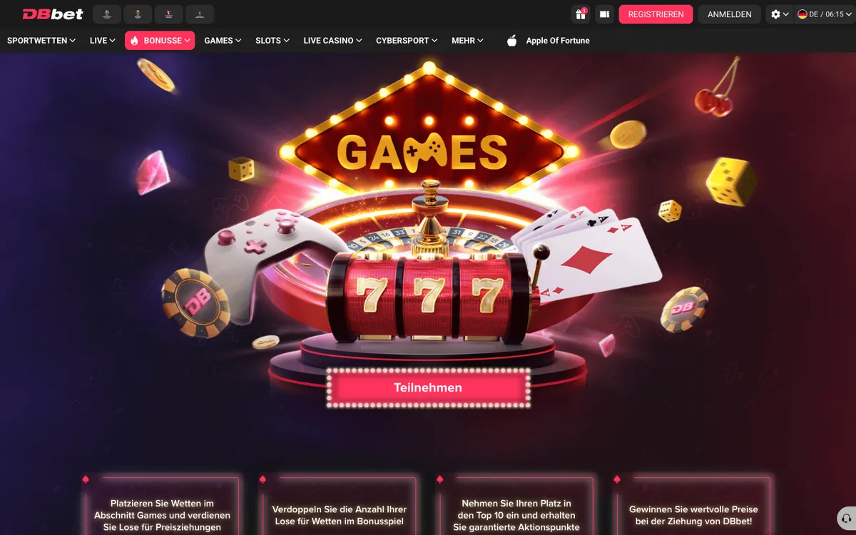 DBbet Casino — Promotions, captured from Austria