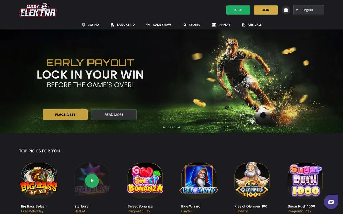LuckyElektra Casino — Home page, captured from Germany