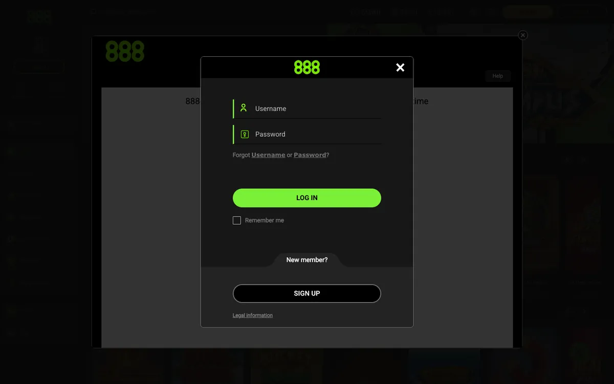 888 Casino — Sign-up, captured from Brazil