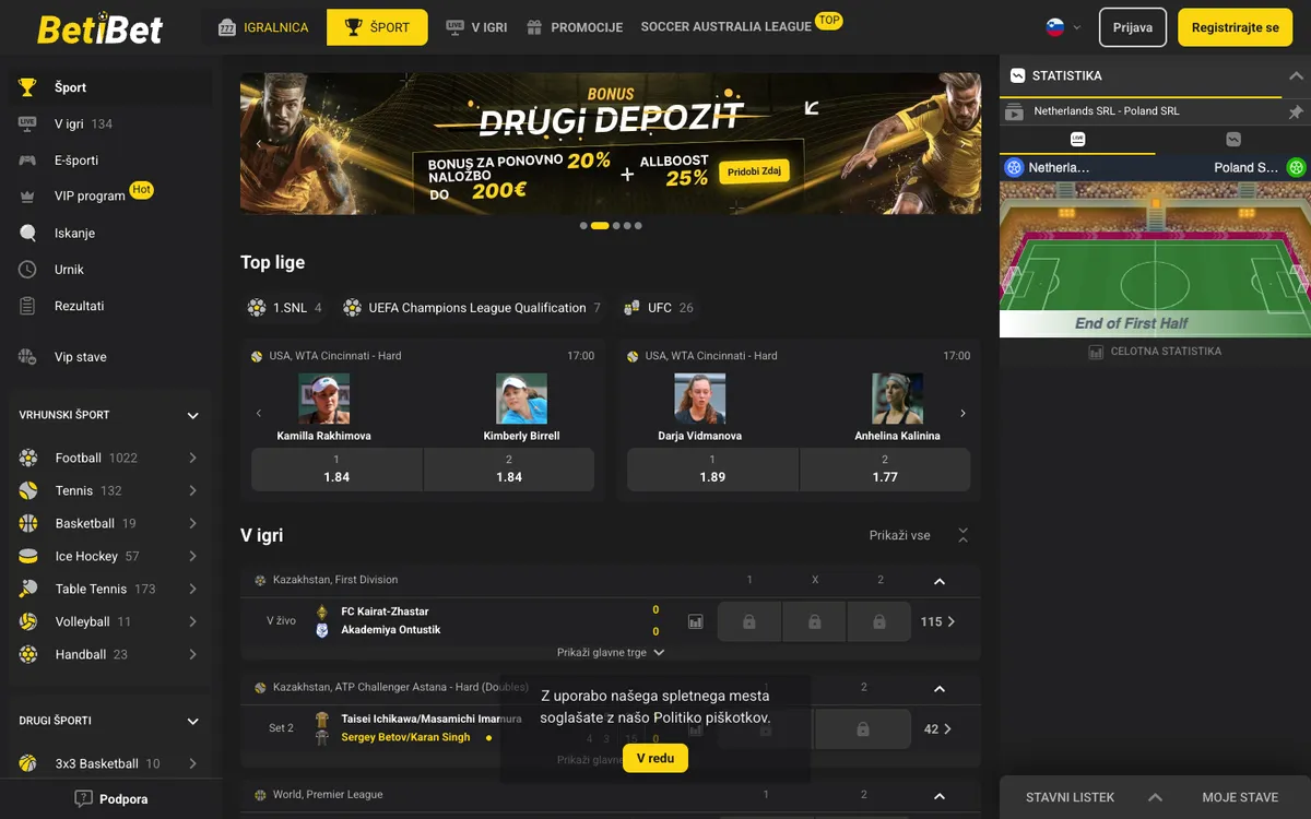 BETiBET Casino — Home page, captured from Slovenia