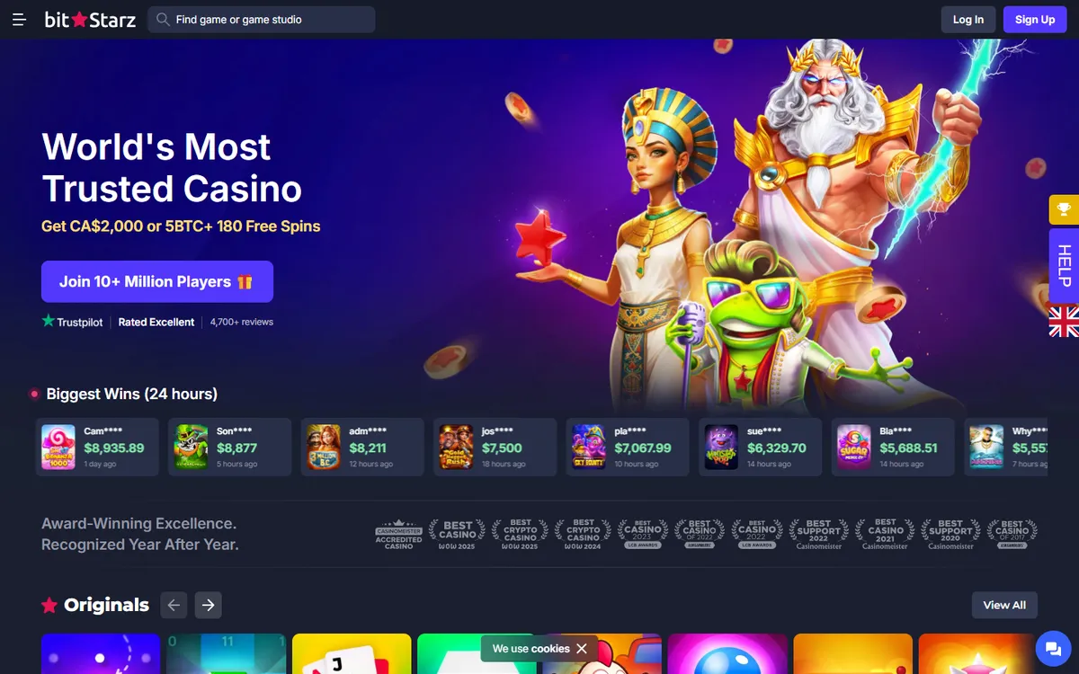 BitStarz Casino — Home page, captured from Canada