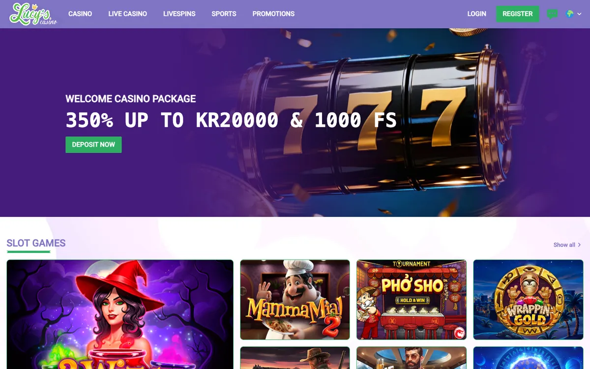 Lucy's Casino — Home page, captured from Norway
