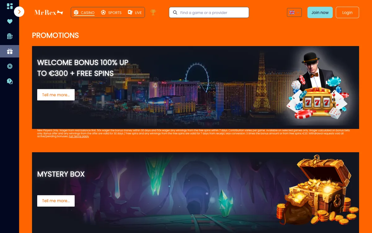 Mr Rex Casino — «Акции», снято из страны Бельгия