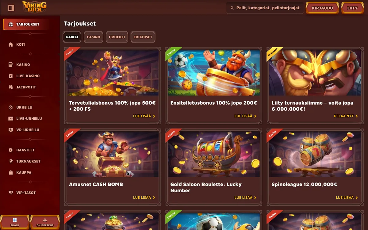 VikingLuck Casino — «Акции», снято из страны Финляндия