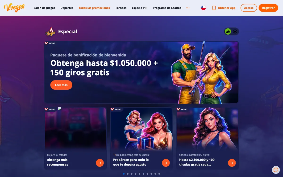 V.Vegas Casino — «Акции», снято из страны Чили