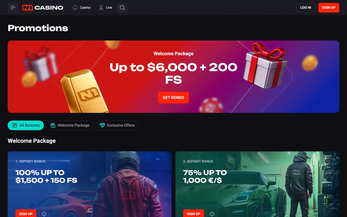 N1 Casino — Promotions, captured from Canada