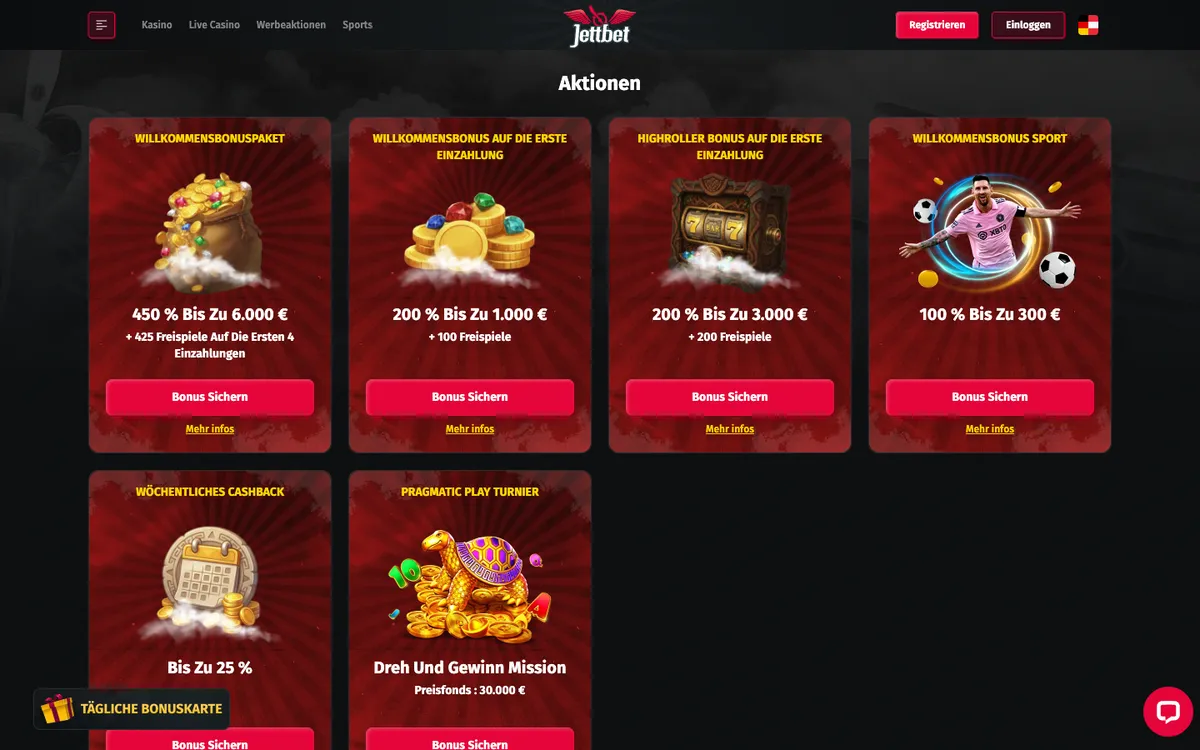 JettBet Casino — Promotions, captured from Austria