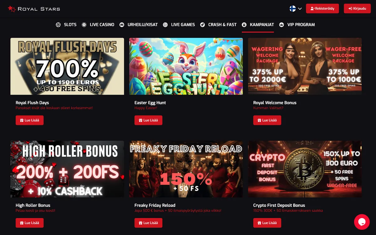 Royal Stars Casino — Promotions, captured from Finland